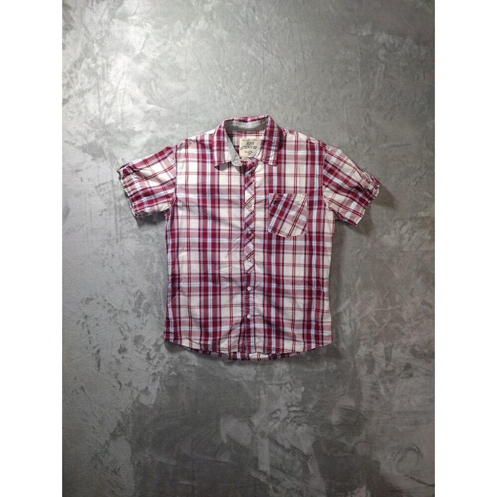 Herod Snap Button Shirt Mens XL Red White Plaid Short Sleeve Western Cowboy Y2K
